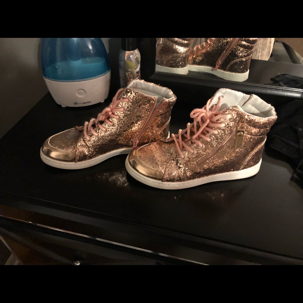 Gold high top sneakers